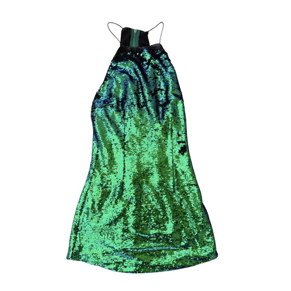 Tobi Sequin Mini Dress S Green Blue Black High Neck BDB1511AA Party Cocktail NYE